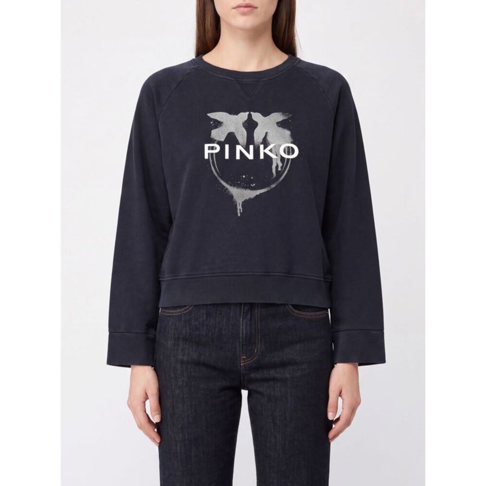 Pinko Love Birds Logo-Print Cotton Crewneck Sweatshirt